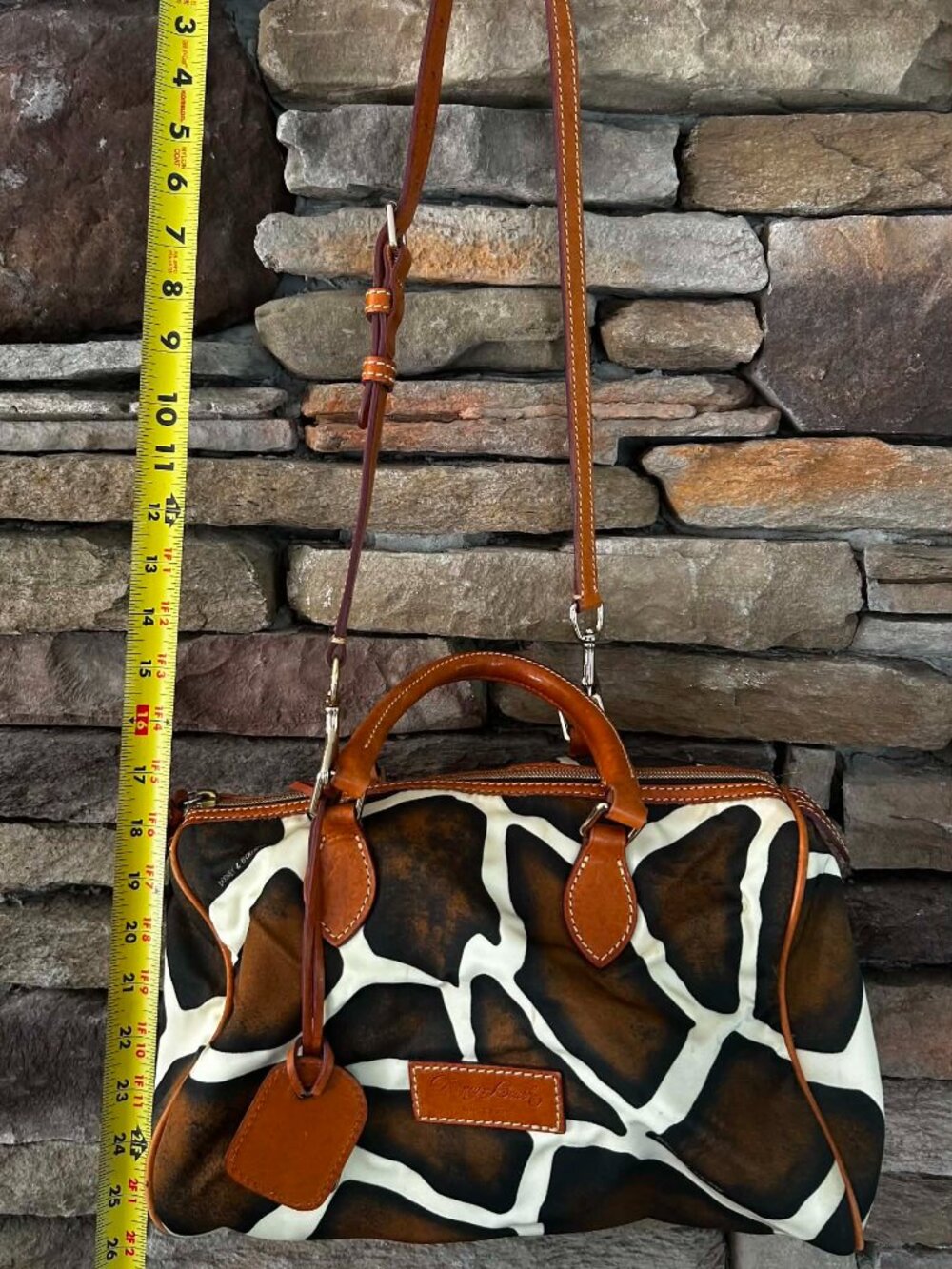 Dooney & Bourke Brown and Cream Giraffe-Print Satchel - Picture 6 of 8